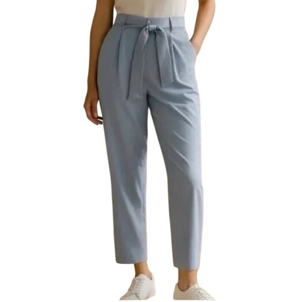 NWT Athleta Size 8 Skyline II Paperbag Waist Light Blue Pants Tie Waist